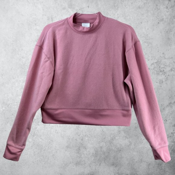 ABOUND Cropped Sweatshirt Womens Small Cozy Fleece Pink‎ Mauve Lounge Athleisure - Picture 1 of 7